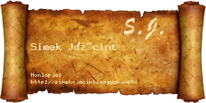 Simek Jácint névjegykártya